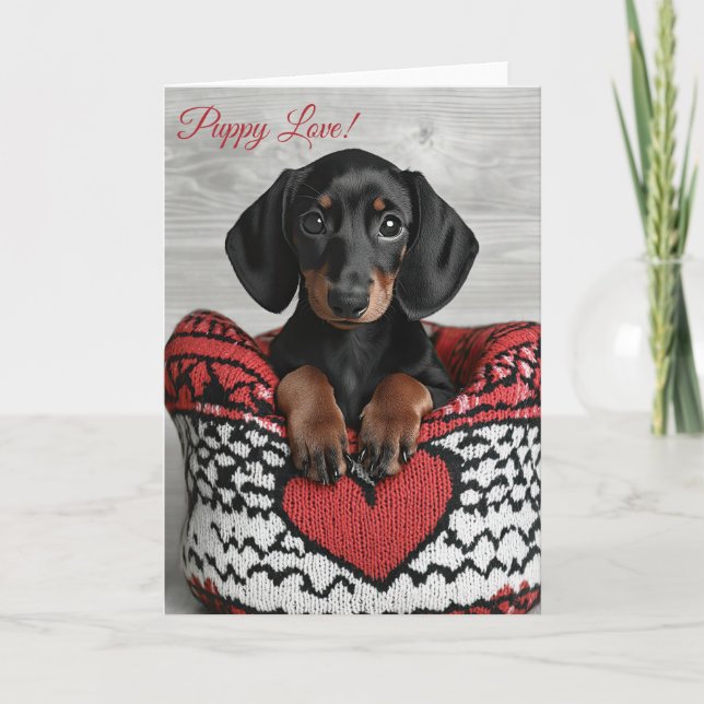 Dachshund Valentine Card Tack Kort (Framsida)