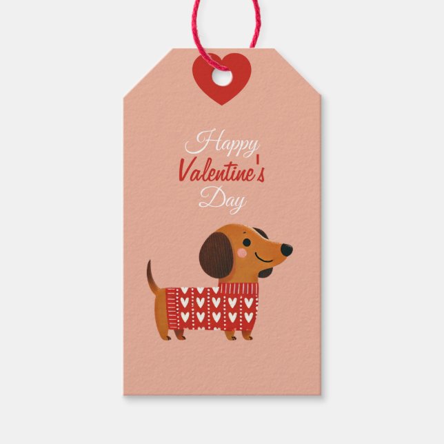 Dachshund Valentine Day Gift Märkre Presentetikett (Framsidan)