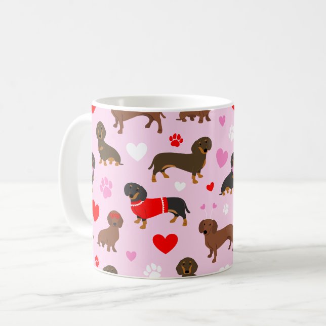 Dachshund Valentine Kaffemugg (Framsida vänster)