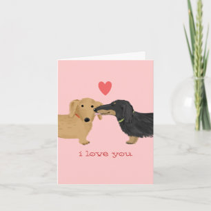 Dachshund Valentine Kiss Cute Hundar Valentine Day Helgkort