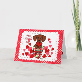Dachshund Valentine Tecknad Helgkort