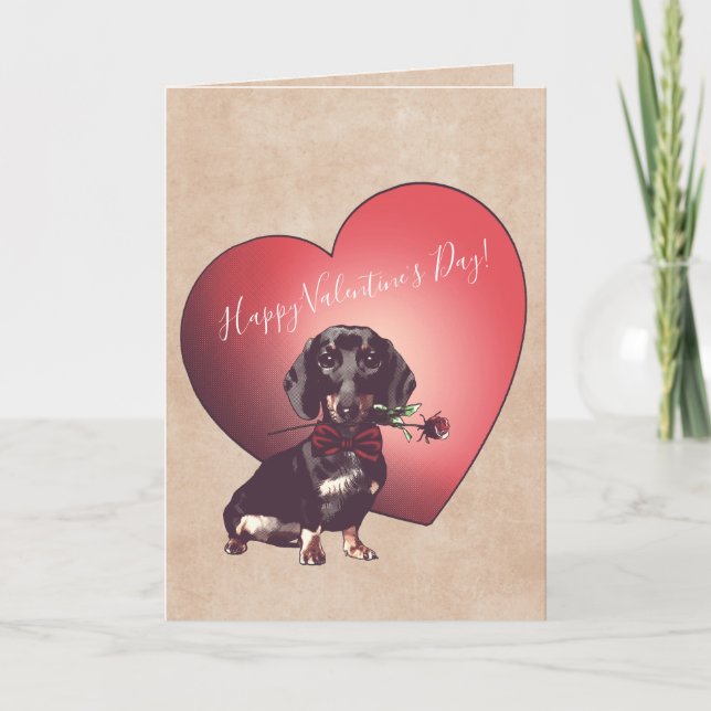 Dachshund Valentines dagskort Helgkort (Framsida)