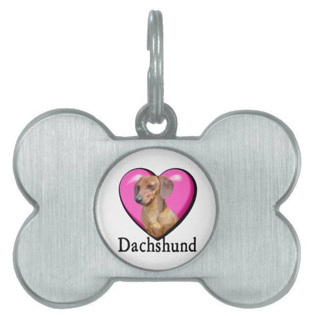 Dachshund Valentines day ID-bricka Husdjur (Framsidan)