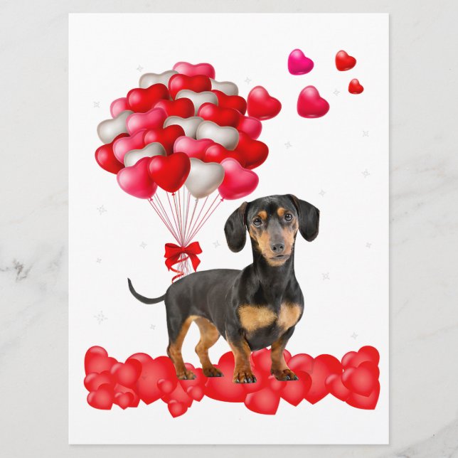 Dachshund Valentines day ut Heart Hund älskare Meny (Framsida)