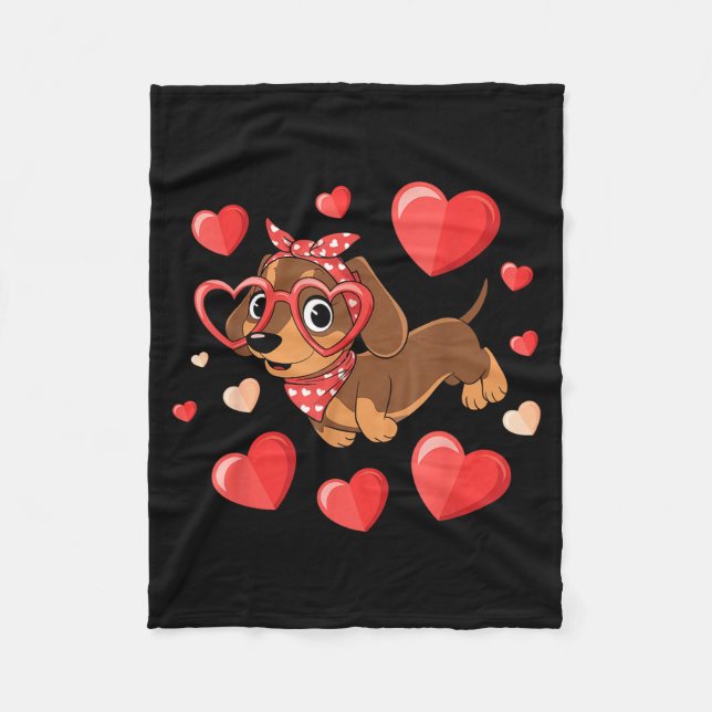 Dachshund Valentines Day Wiener Dog Lover Weenie H Fleecefilt (Framsidan)