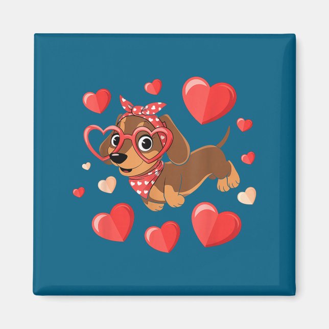Dachshund Valentines Day Wiener Dog Lover Weenie H Magnet (Framsidan)