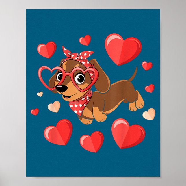 Dachshund Valentines Day Wiener Dog Lover Weenie H Poster (Framsidan)