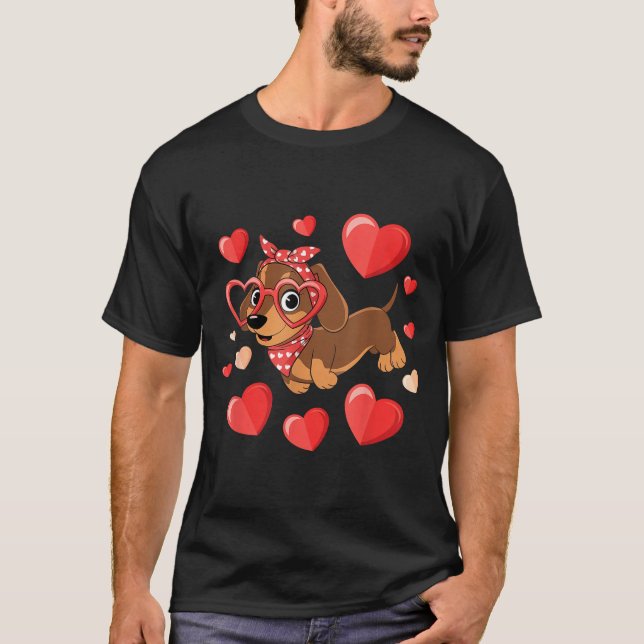 Dachshund Valentines Day Wiener Dog Lover Weenie H T Shirt (Framsida)