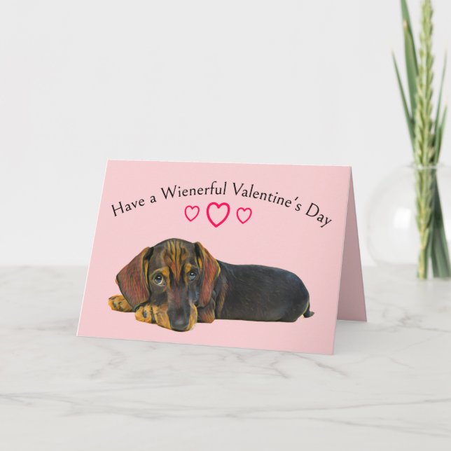 Dachshund Valentines kort (Framsida)