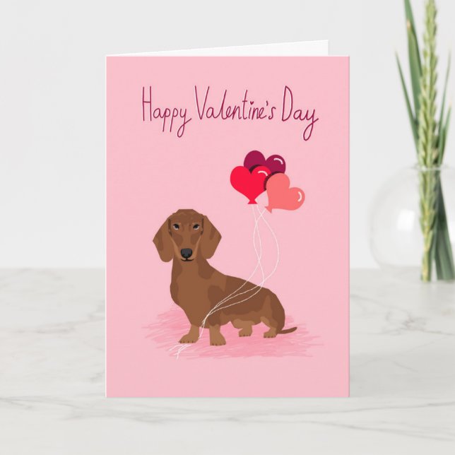 Dachshund Valentiness Card - doxie kärlek Helgkort (Framsida)