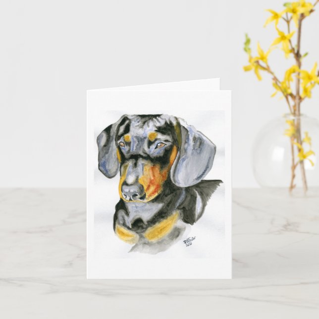 Dachshund Välkomstkort Kort (Gul blomma)