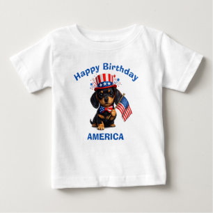 Dachshund-valp (2p) Patriotisk barn t-shirt