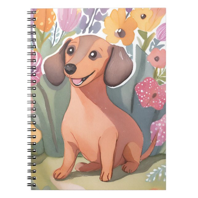 Dachshund-valp | Akvarell Hund Djur Anteckningsbok (Framsidan)