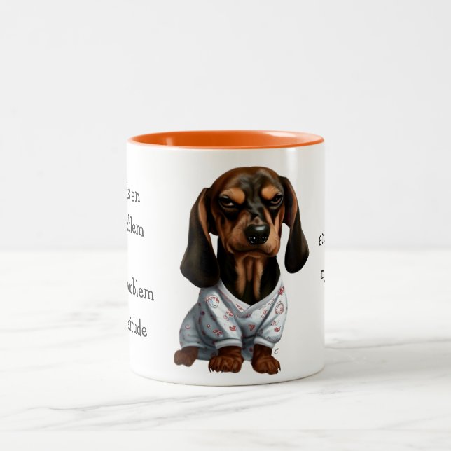 Dachshund-valp Dåligt Beteende Två-Tonad Mugg (Center)