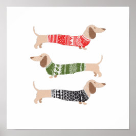 Dachshund Valp Hund Jul Tröja Högtids Kul Poster