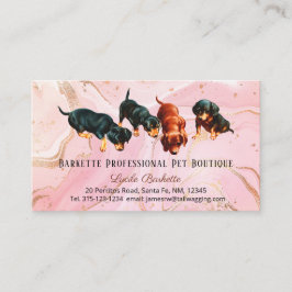 Dachshund-valp Husdjur Vård Butik Rosa Guld Agat Visitkort