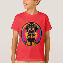 Dachshund-valp omgiven av en livfull regnbåge t shirt