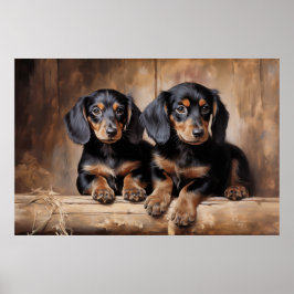 Dachshund-valpar Poster