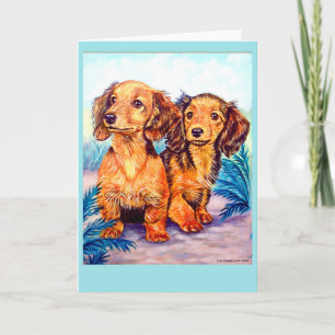 Dachshund Valps hälsningskort Kort