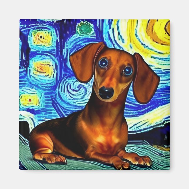 Dachshund Van Gogh Magnet (Framsidan)