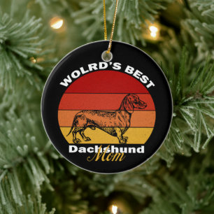 Dachshund - Världens Bästa Dachshund Mamma Julgransprydnad Keramik
