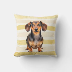 Dachshund Vattenfärg Varm Randig Konst Kudde