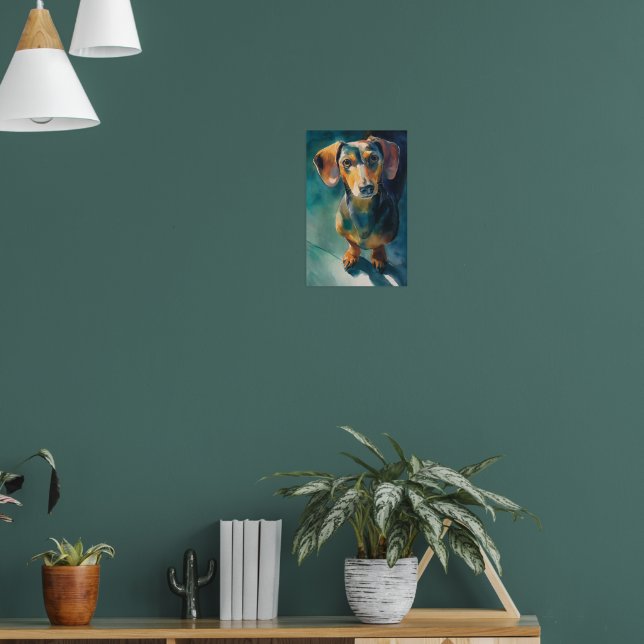 Dachshund vattenfärgporträtt poster (Vardagsrum 1)