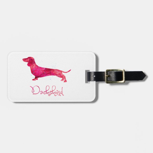 Dachshund - Vattenfärgsdesign Bagagebricka (Horisontell Framsida)
