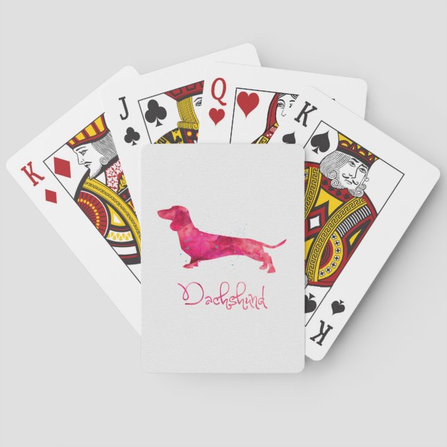 Dachshund - Vattenfärgsdesign Casinokort (Baksidan)