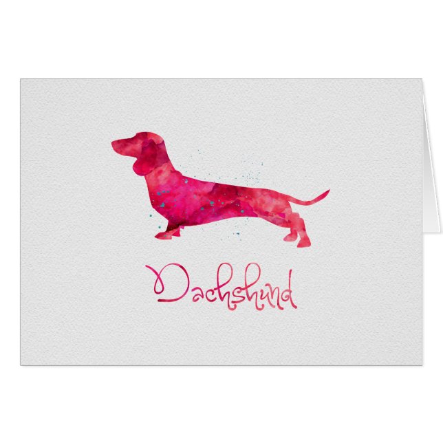 Dachshund - Vattenfärgsdesign Hälsningskort (Framsidan Horizontal)