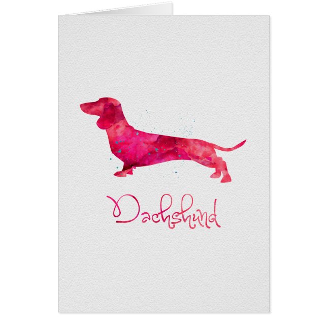 Dachshund - Vattenfärgsdesign Hälsningskort (Framsidan)