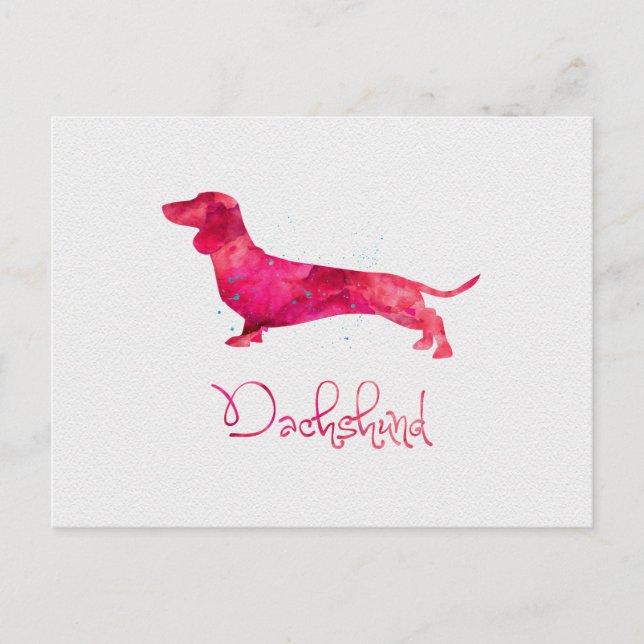 Dachshund - vattenfärgsdesign vykort (Framsida)