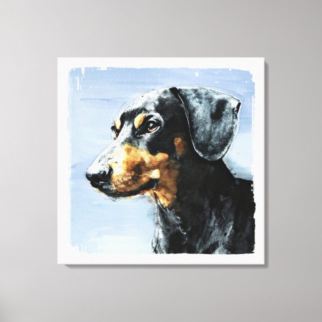 Dachshund vattenfärgsmålning canvastryck (Framsida)