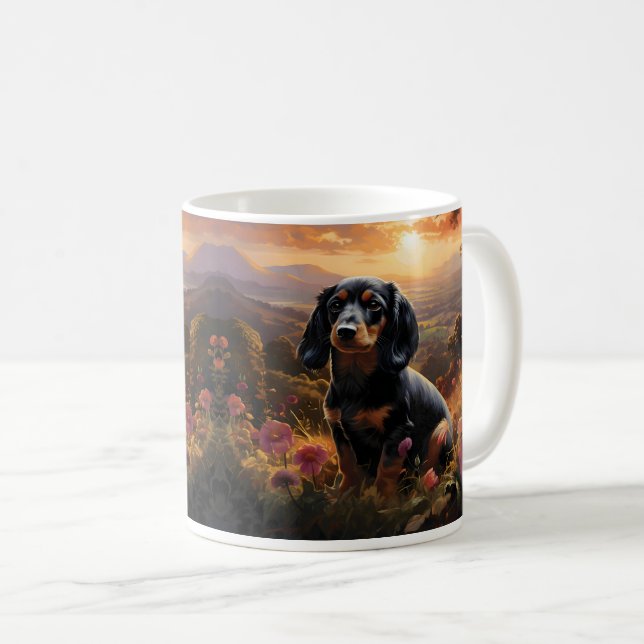 Dachshund vid Dusk Kaffemugg (Framsida höger)