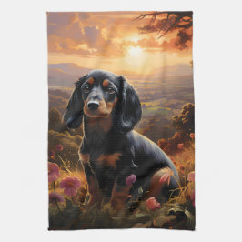 Dachshund vid Dusk Kökshandduk