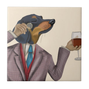 Dachshund Vin Snob Kakelplatta