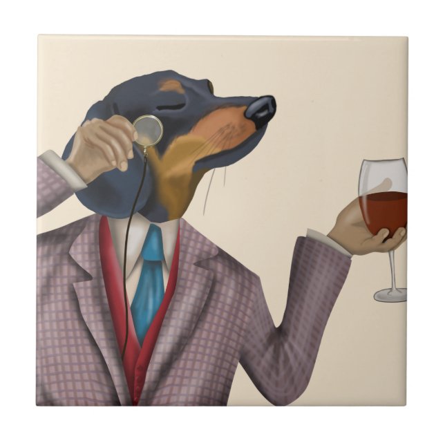 Dachshund Vin Snob Kakelplatta (Framsidan)