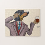 Dachshund Vin Snob Pussel<br><div class="desc">Dachshund Vin Snob av Fabfunky. Det är en välklädd dachshund som njuter av vin. | 190953D</div>
