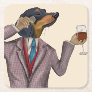 Dachshund Vin Snob Underlägg Papper Kvadrat