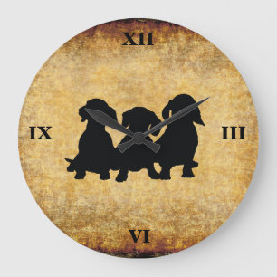 Dachshund Vintage Roman Numeral Wall Clock Stor Klocka