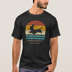 Dachshund Vintage Silhouette 60s 70-tal Retro Hund T Shirt