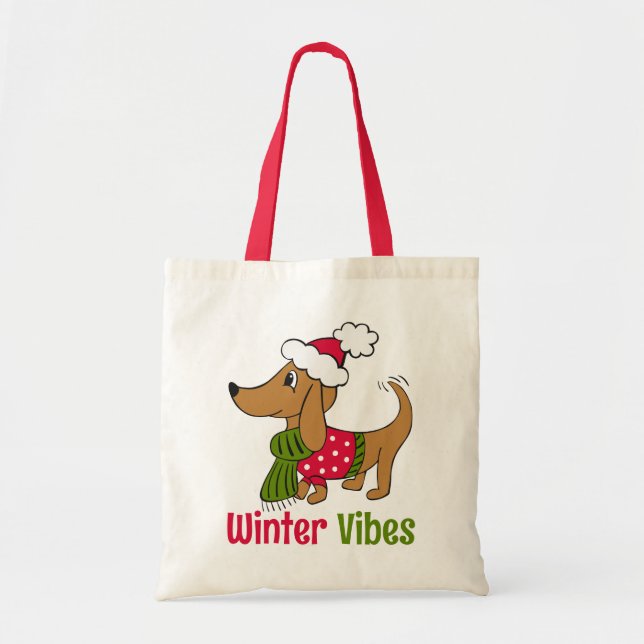 Dachshund Vinter Hund  Tygkasse (Framsidan)