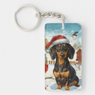 Dachshund Vinter Värld Julglädje