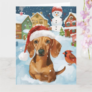 Dachshund Vinter Värld Julglädje Kort