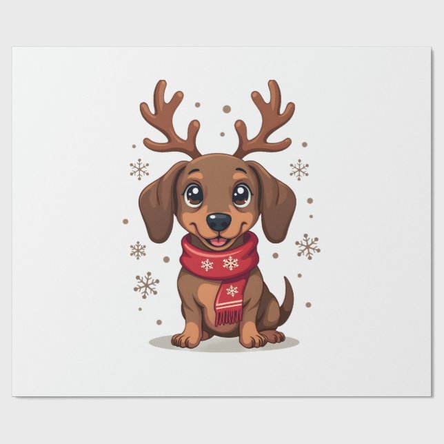 Dachshund Vinterglädje Presentpapper (Platt)