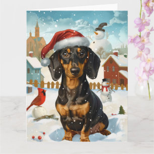 Dachshund Vinterundret Julglädje Kort