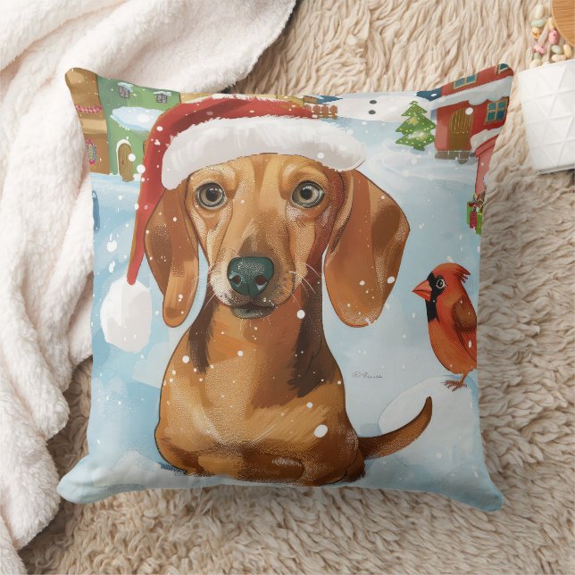 Dachshund Vinterundrets Julglädje Kudde (Filt)