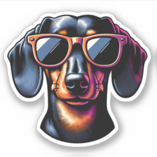 Dachshund Vinyl Sticker - Solglasögon Klistermärken