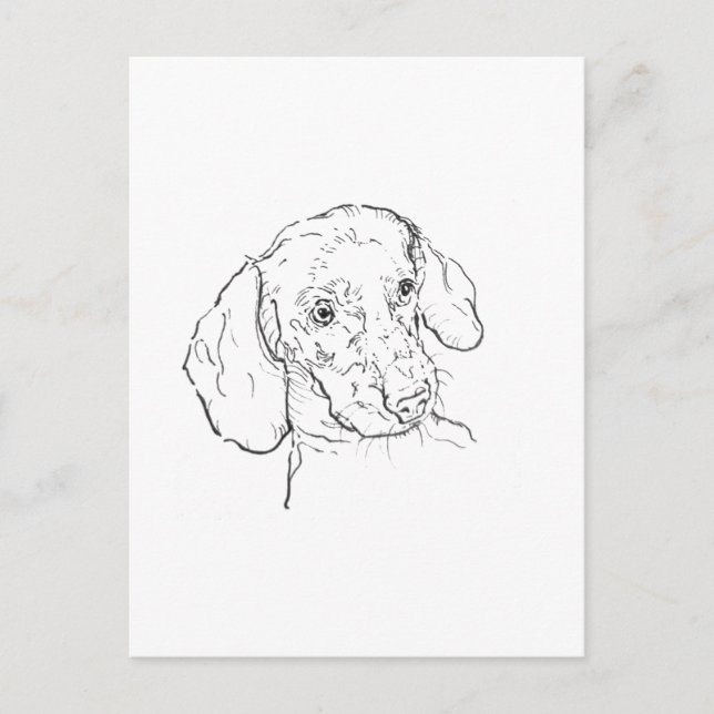 Dachshund vykort – Sausage Dog Illustration (Framsida)