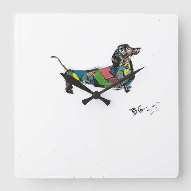 Dachshund Wall Clock Fyrkantig Klocka (Framsida)